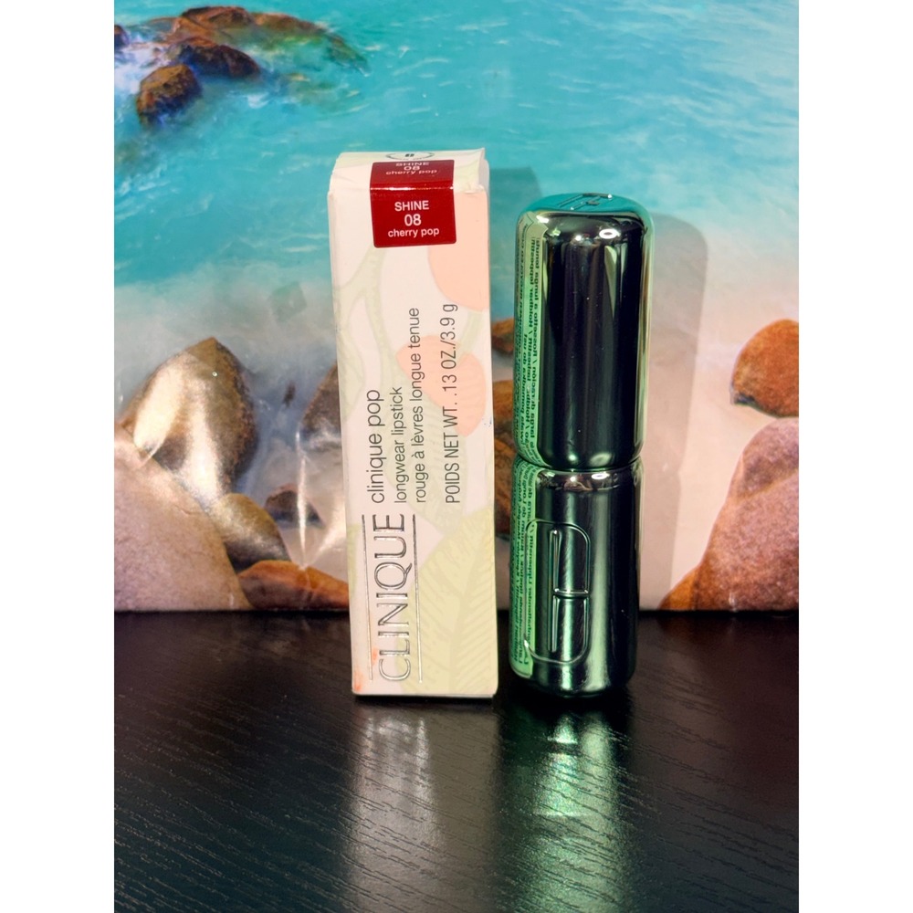 Clinique Pop Shine Longwear Lipstick 08 Cherry Pop Red High Shine New in Box